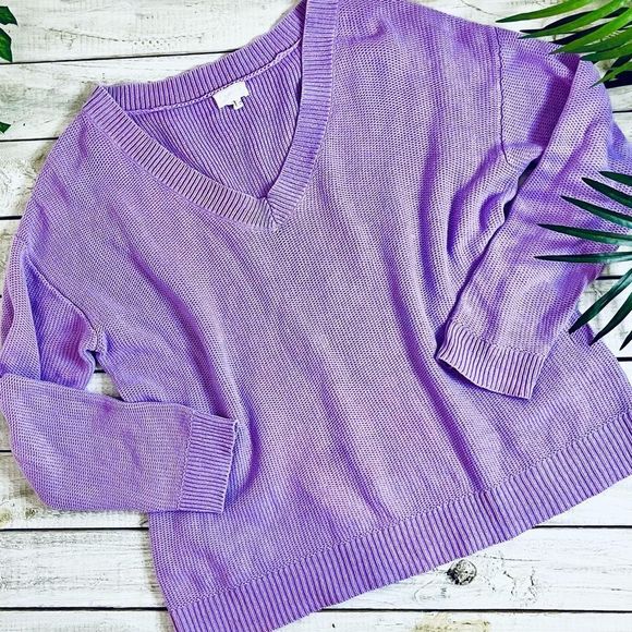 Caslon Sweaters - 🌻5for25🌻CASLON 100% COTTON KNIT SWEATER LAVENDER PURPLE V NECK